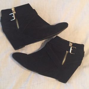 Black and gold wedge booties size 9.
